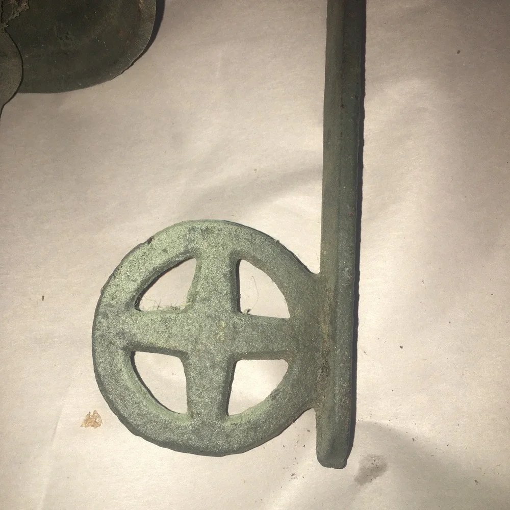 VINTAGE CAST IRON DOOR BELL WITH HORSE WALL MOUNT METAL Patina Needs String